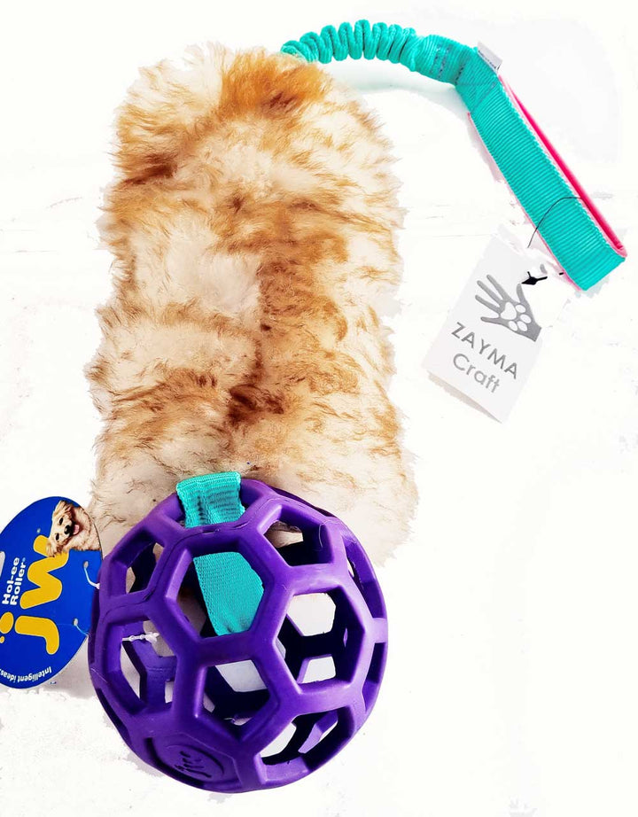 HUGE Sheep Fur Medium Holee Roller bungee tug