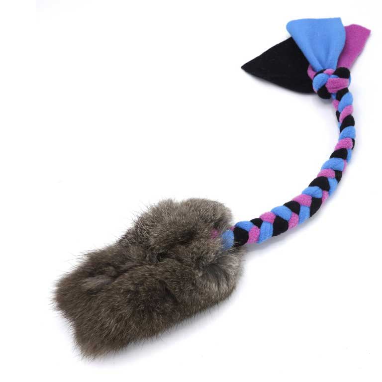 Rabbit fur Bar with Braided Fleece Tug