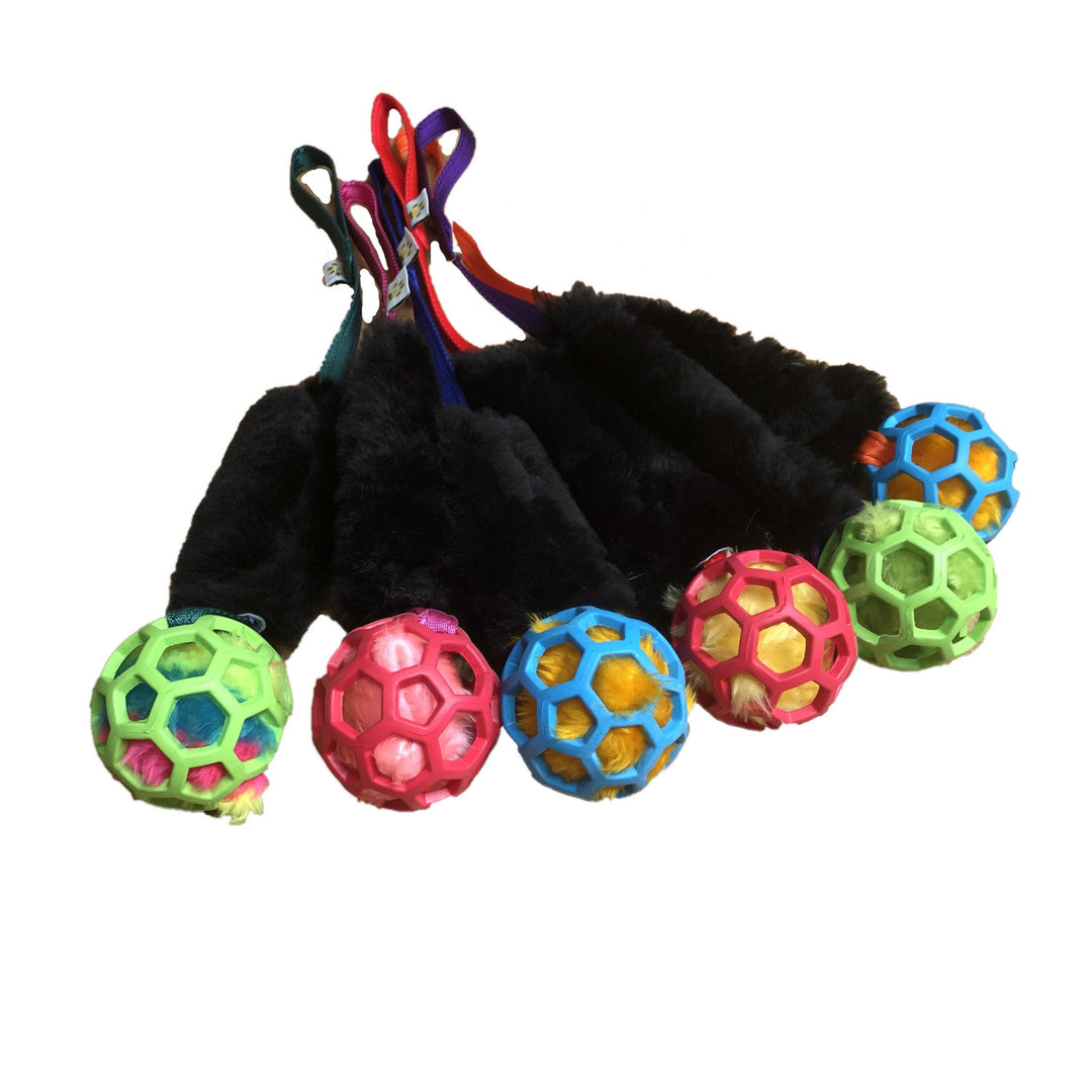 PawsMade Cosmic - Holee Ball with Squeaker and Black  Sheepskin Tug