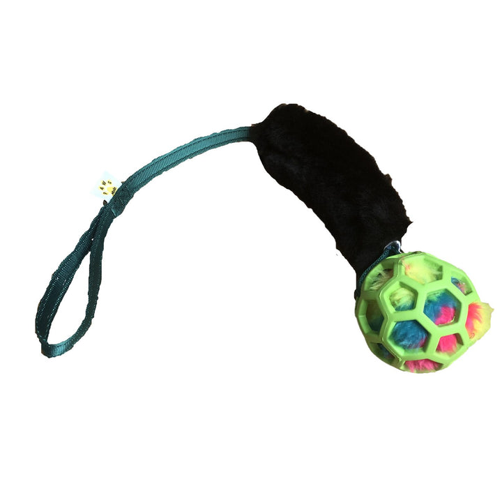 PawsMade Cosmic - Holee Ball with Squeaker and Black  Sheepskin Tug