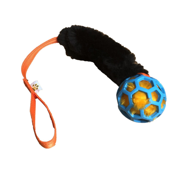 PawsMade Cosmic - Holee Ball with Squeaker and Black  Sheepskin Tug
