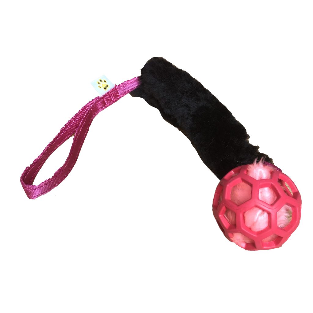 PawsMade Cosmic - Holee Ball with Squeaker and Black  Sheepskin Tug