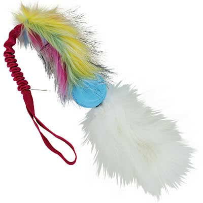 Chuckit ball with Faux fur & Sheepskin tail bungee tug