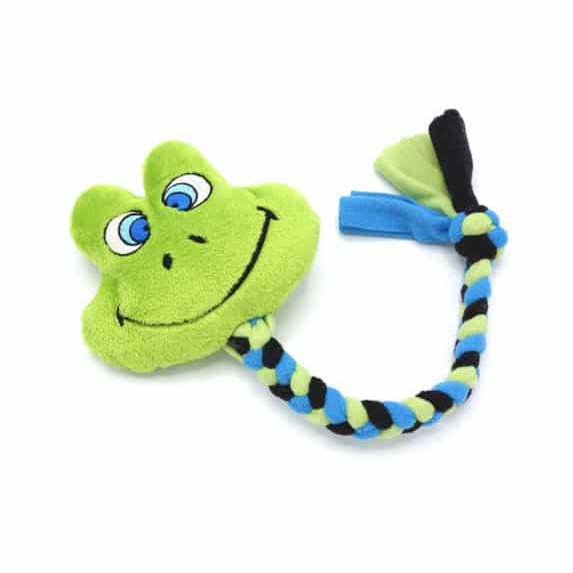 Frog with Braided Fleece Tug