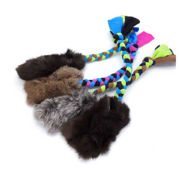 Rabbit fur Bar with Braided Fleece Tug