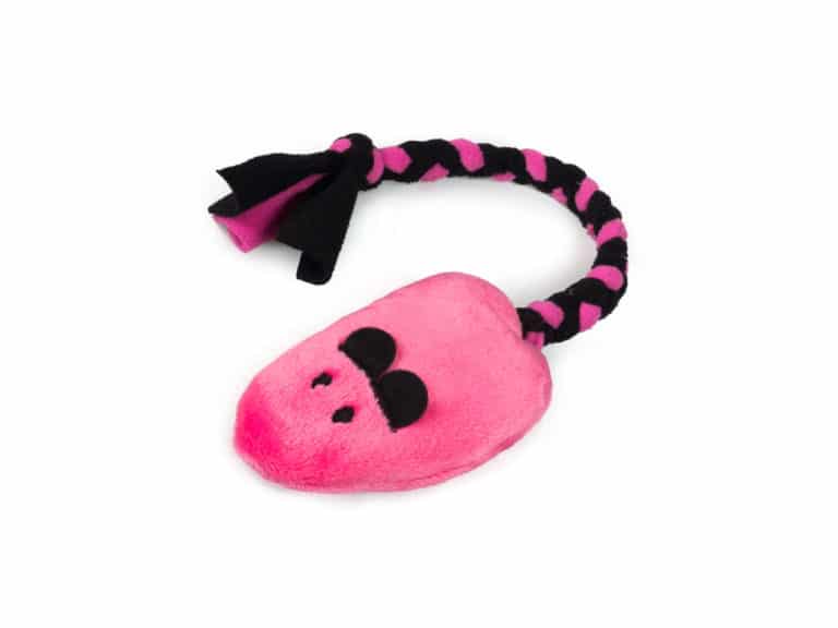 Squeaky Mouse with Braided Fleece Tug