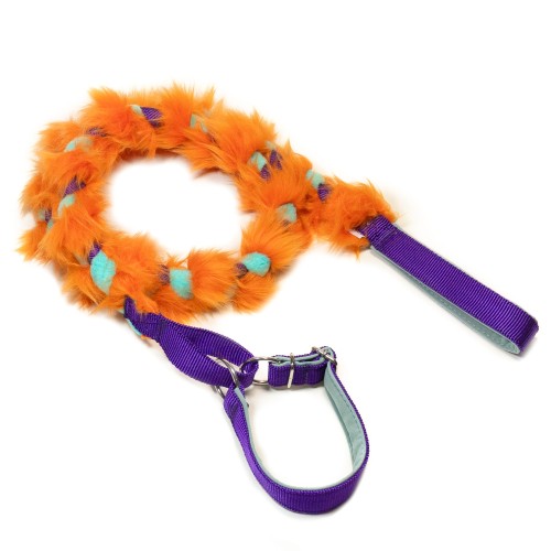 Braided agility leash with faux fur