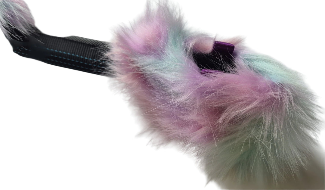 Squeaky Faux Fur Bungee Treat Pouch