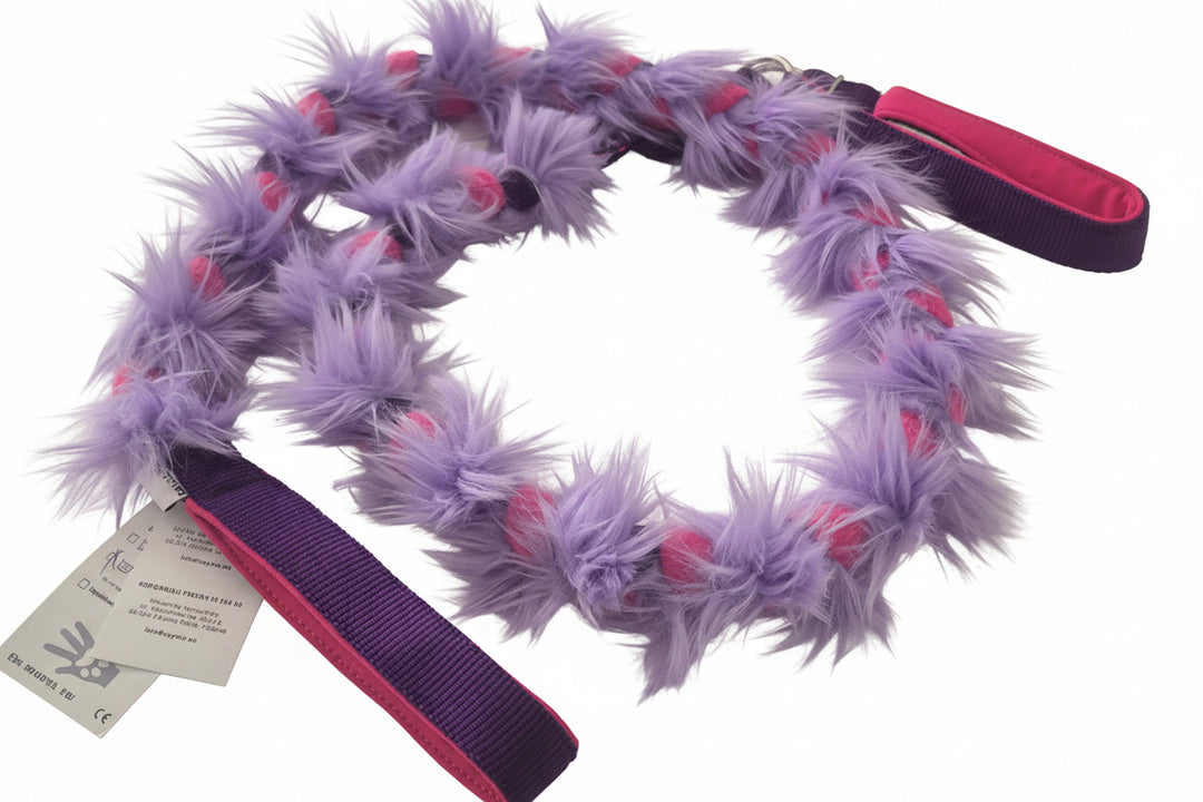 Braided agility leash with faux fur