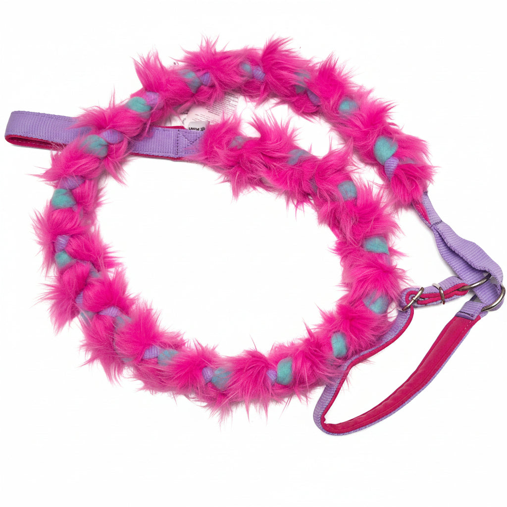 Braided agility leash with faux fur