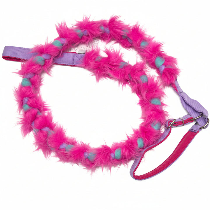 Braided agility leash with faux fur