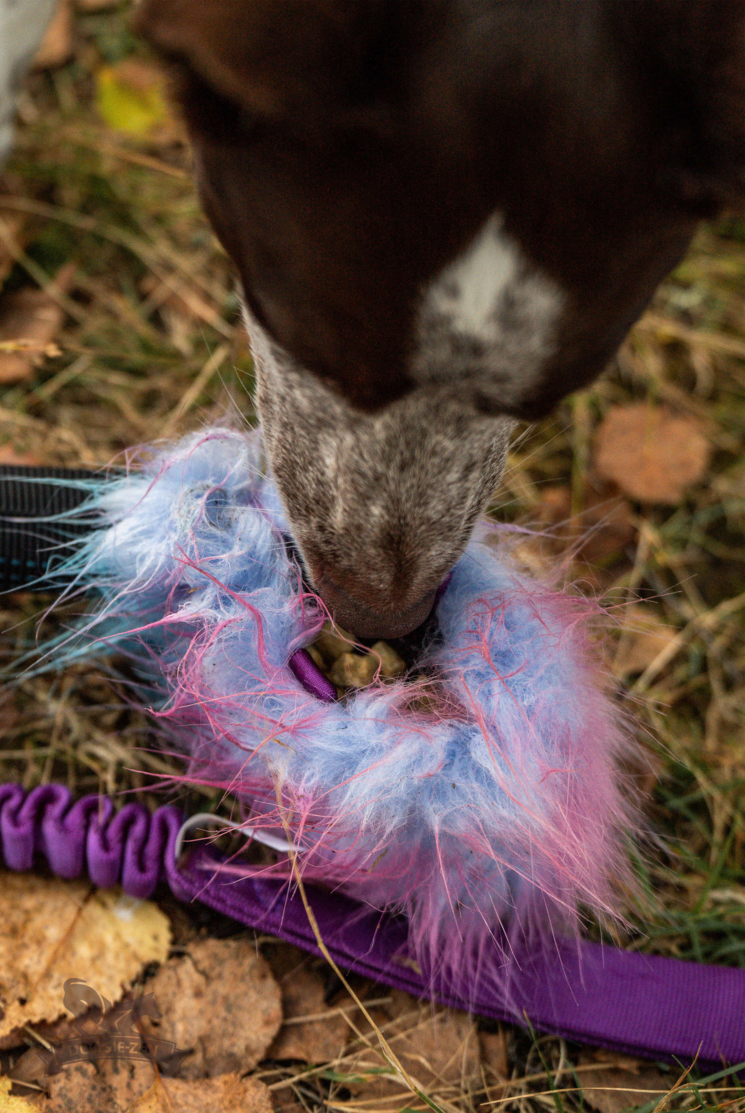 Squeaky Faux Fur Bungee Treat Pouch