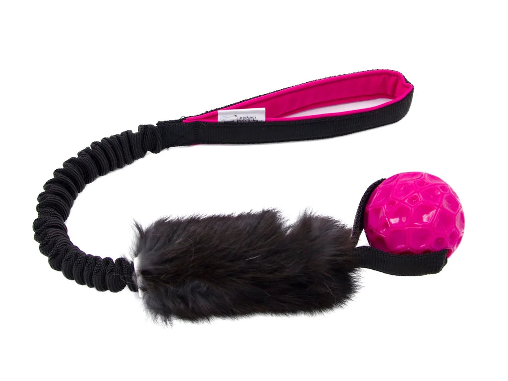 Geo ball with Rabbit fur bungee tug