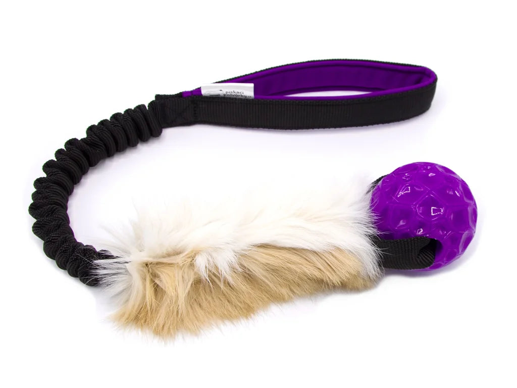 Geo ball with Rabbit fur bungee tug