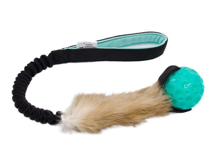 Geo ball with Rabbit fur bungee tug