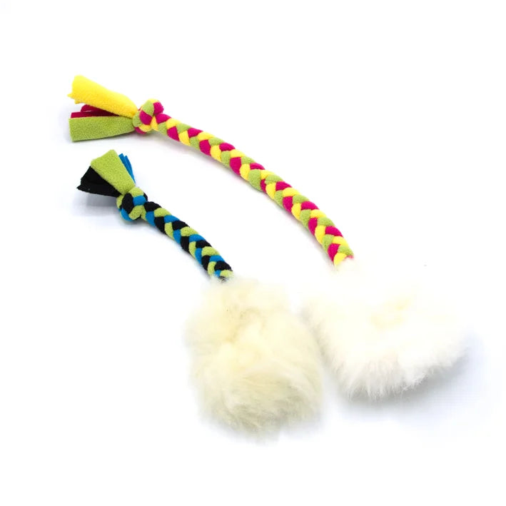 Sheep fur with Braided Fleece Pocket Tug