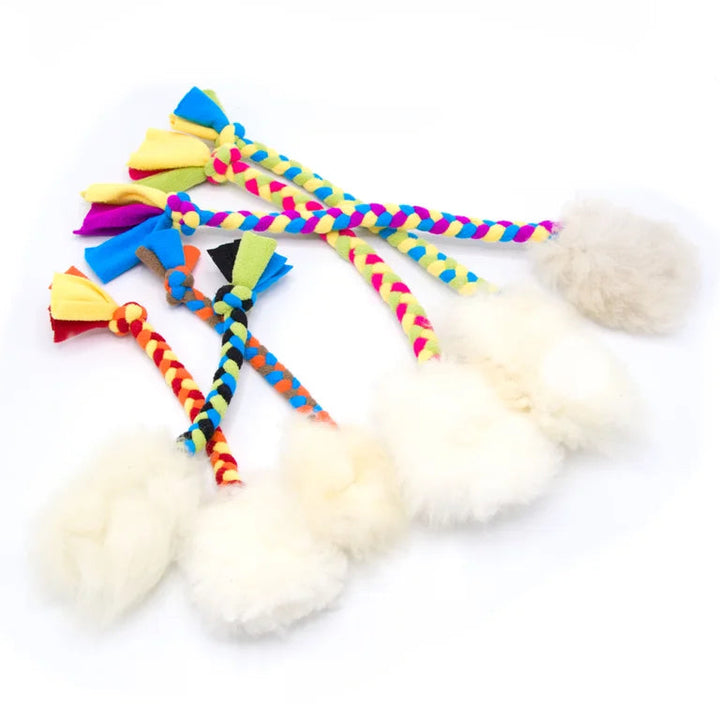 Sheep fur with Braided Fleece Pocket Tug
