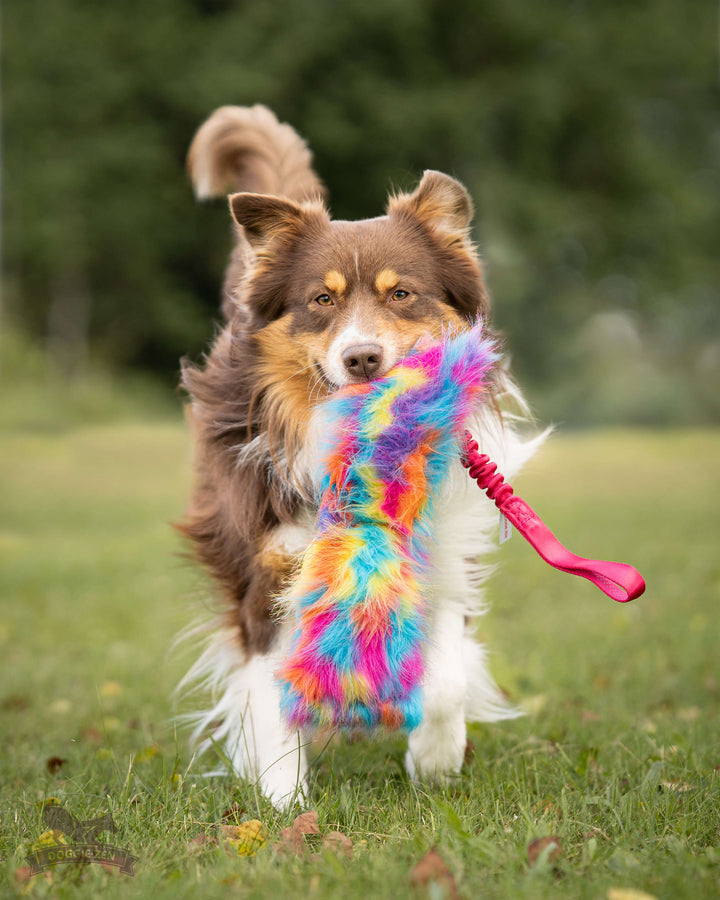 Large Faux Fur crinkle bungee tug