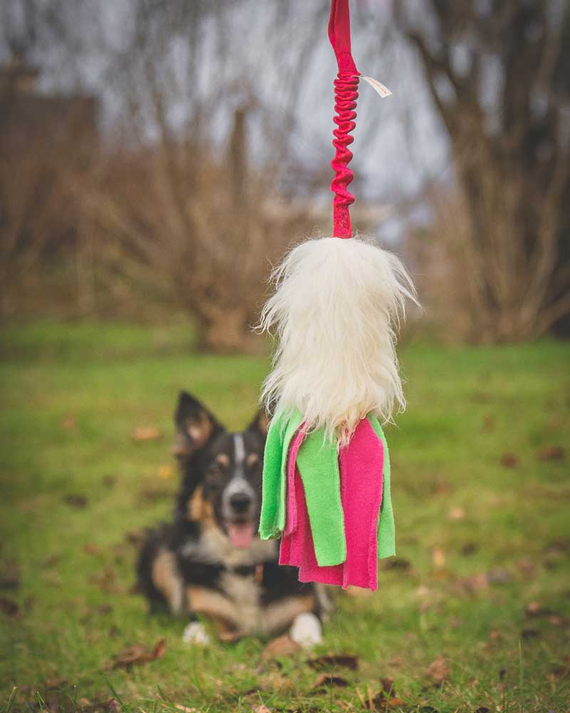 Sheepskin with Fleece Tails Bungee Tug