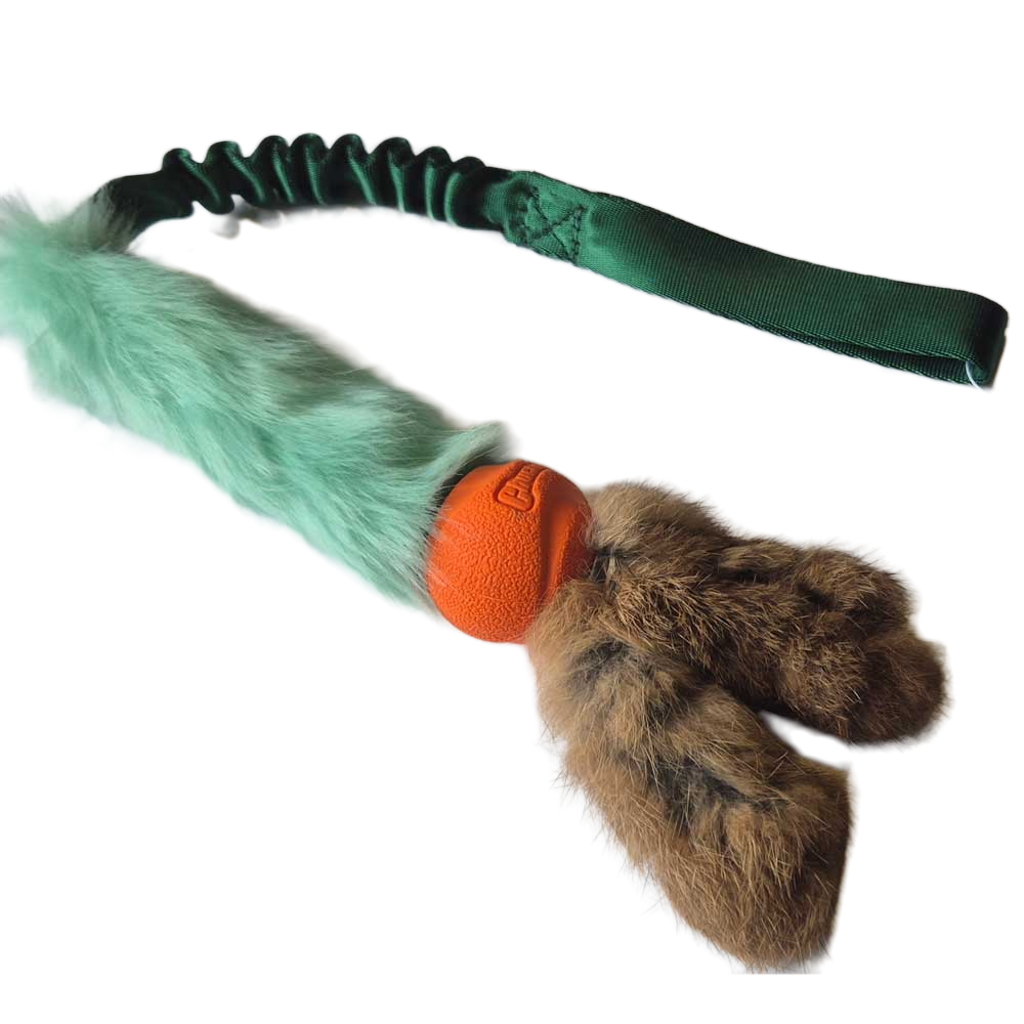 Faux Fur with Chuckit & Rabbit Tails Bungee tug