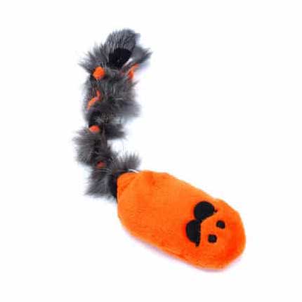 Squeaky Mouse with Rabbit fur Braided Fleece Tug