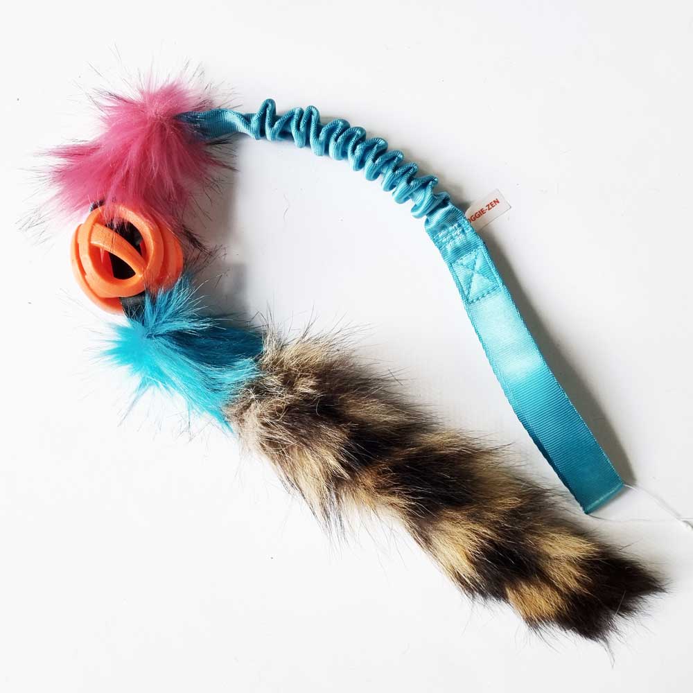 Chuckit Breathe Right ball with Raccoon Tail Bungee Tug